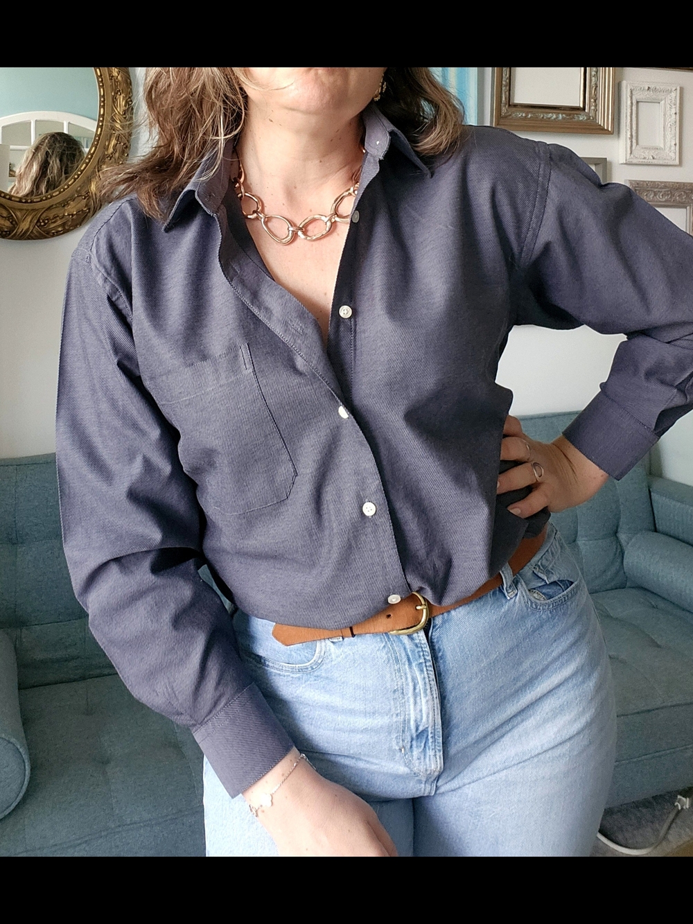 Christian Dior Charcoal Gray Button-down Shirt